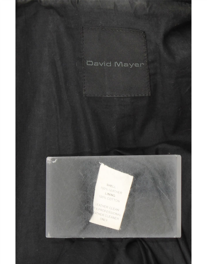 DAVID MAYER Veste en cuir pour homme UK 38 Cuir noir moyen