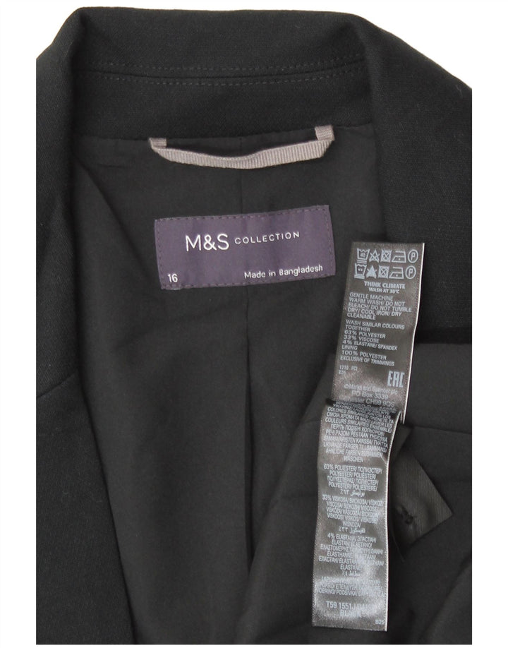 Marks & Spencer Veste blazer à 1 bouton pour femme UK 16 Large Noir Polyester