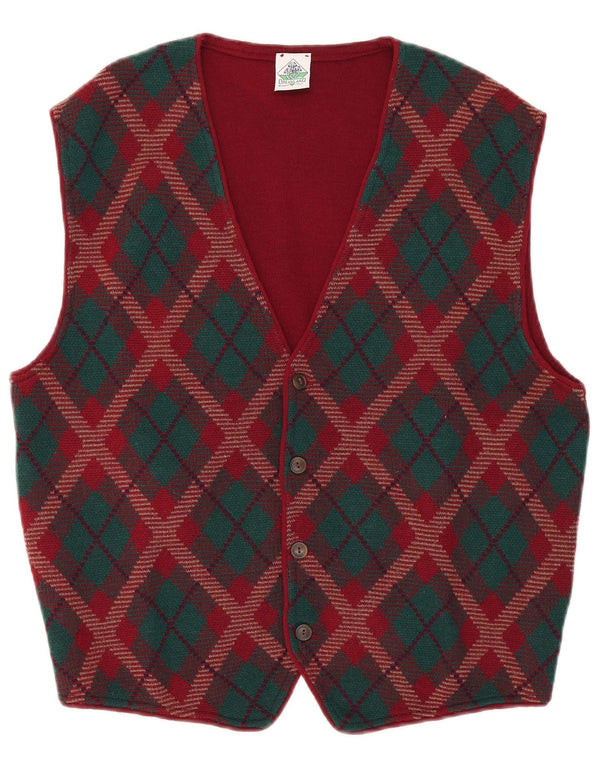 Dreamland Cardigan sans manches pour homme Motif losanges/diamant Bordeaux Taille L