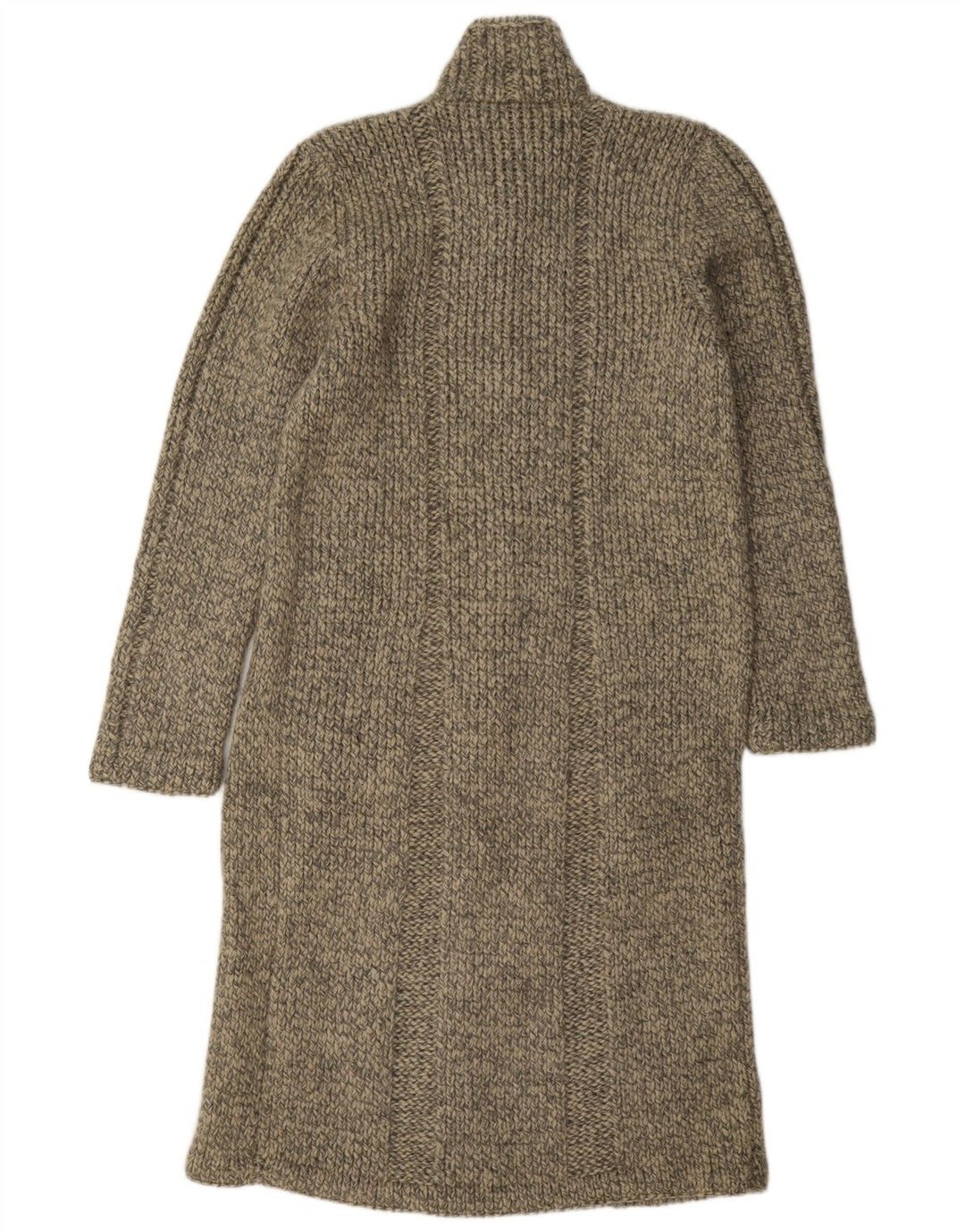 vintage Femmes Longline Cardigan Pull UK 14 Gris Moyen Moucheté