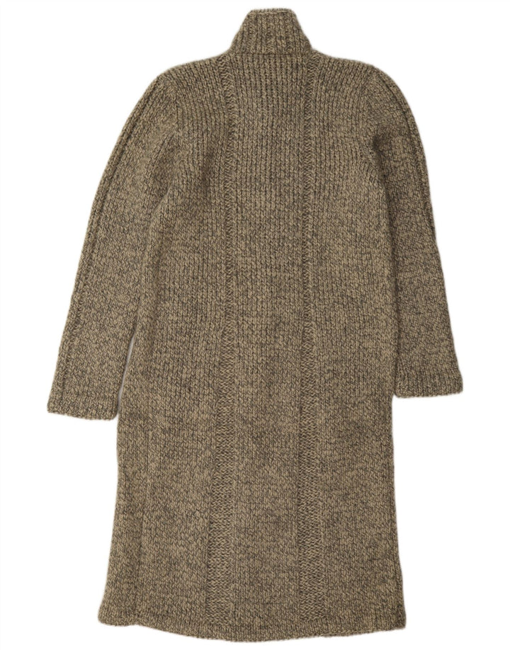 vintage Femmes Longline Cardigan Pull UK 14 Gris Moyen Moucheté