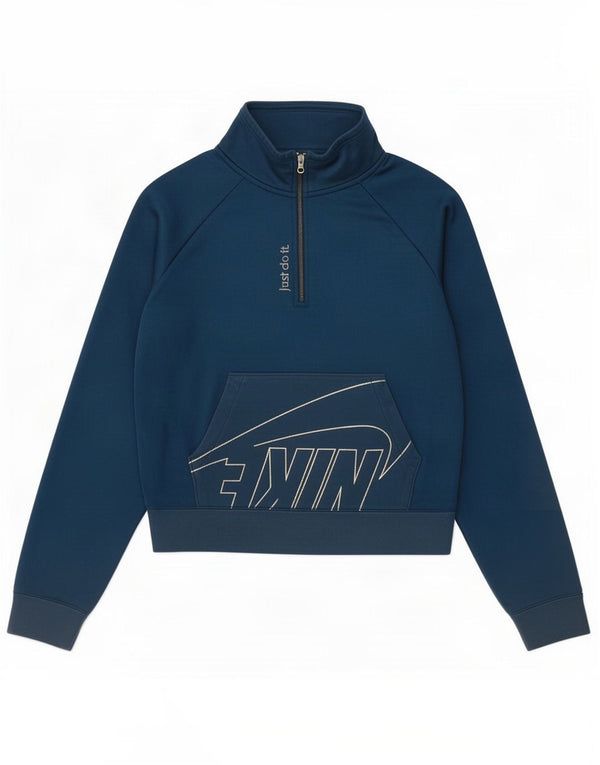 Nike Sweat-shirt surdimensionné à col zippé pour femme UK 6 XS Bleu marine