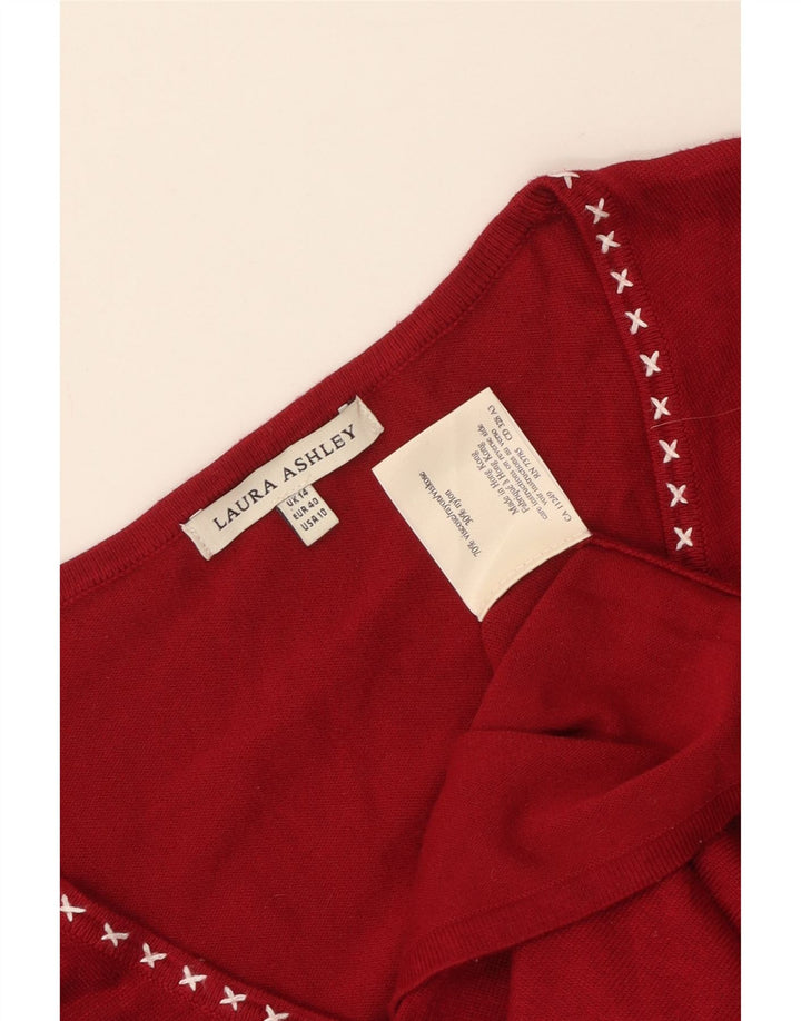 LAURA ASHLEY Pull Cardigan Femme UK 14 Viscose Rouge Moyen