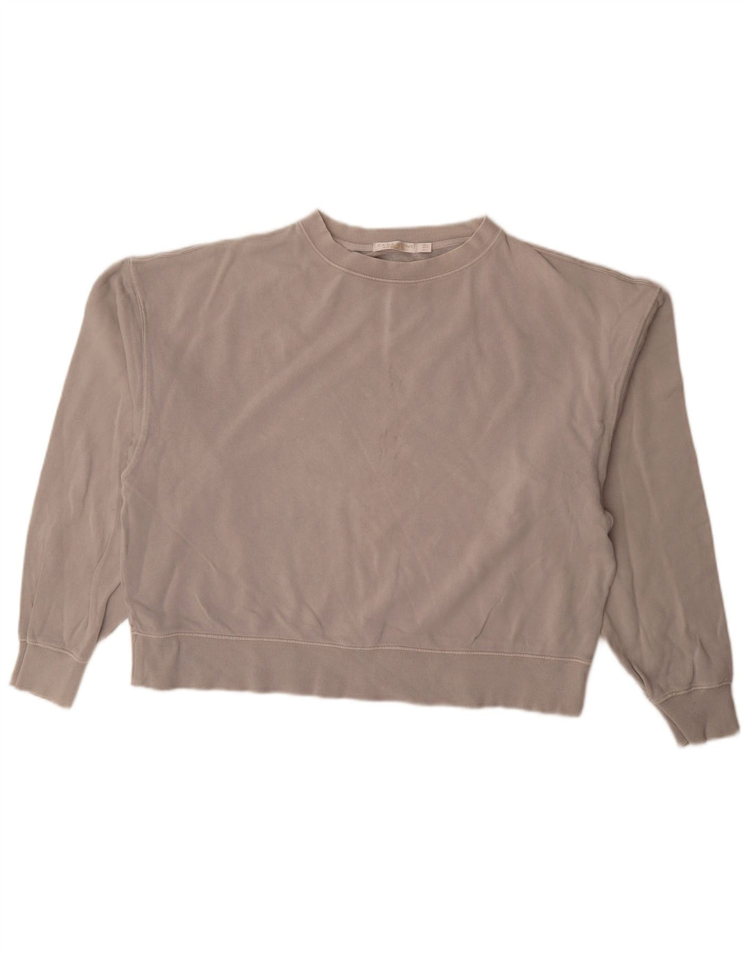 Zara Womens Sweatshirt Oversize Jumper UK 16 Grand Coton Gris
