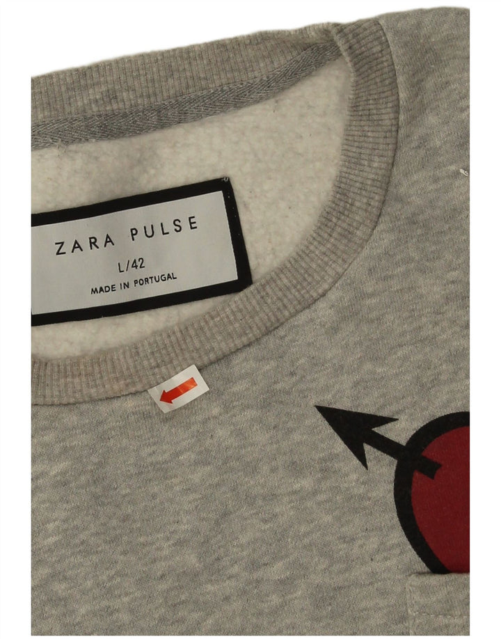 Zara Homme Sweatshirt Jumper Grand Coeur Moucheté Gris