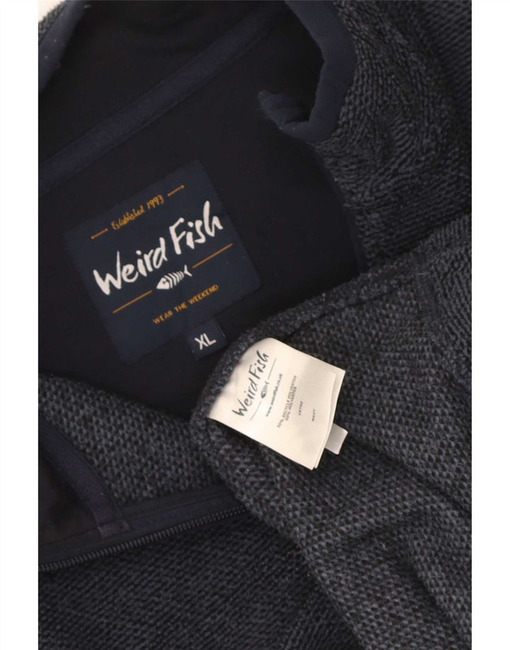 Weird Fish Sweat-shirt col zippé pour homme XL Bleu marine Polyester