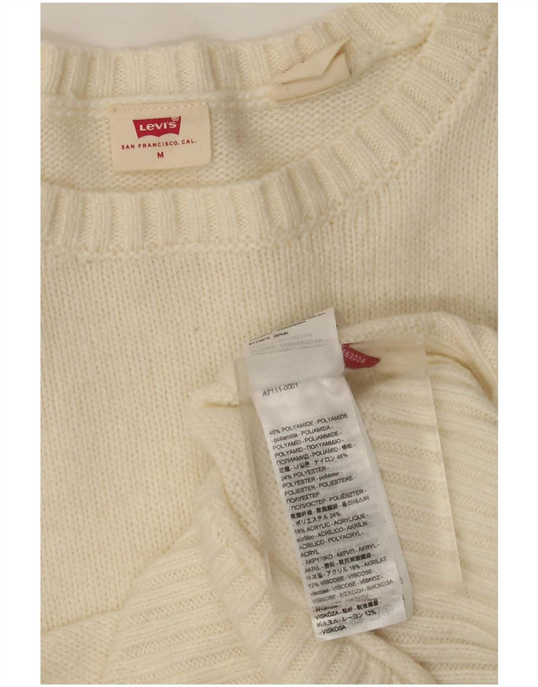 Levi's Pull Col Bateau Femme UK 12 Medium Off White Polyamide