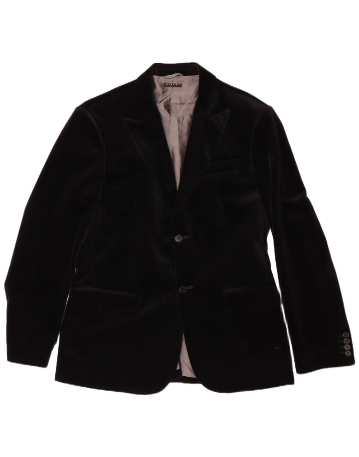 Sisley Veste blazer en velours à 2 boutons pour homme IT 52 XL Noir Coton