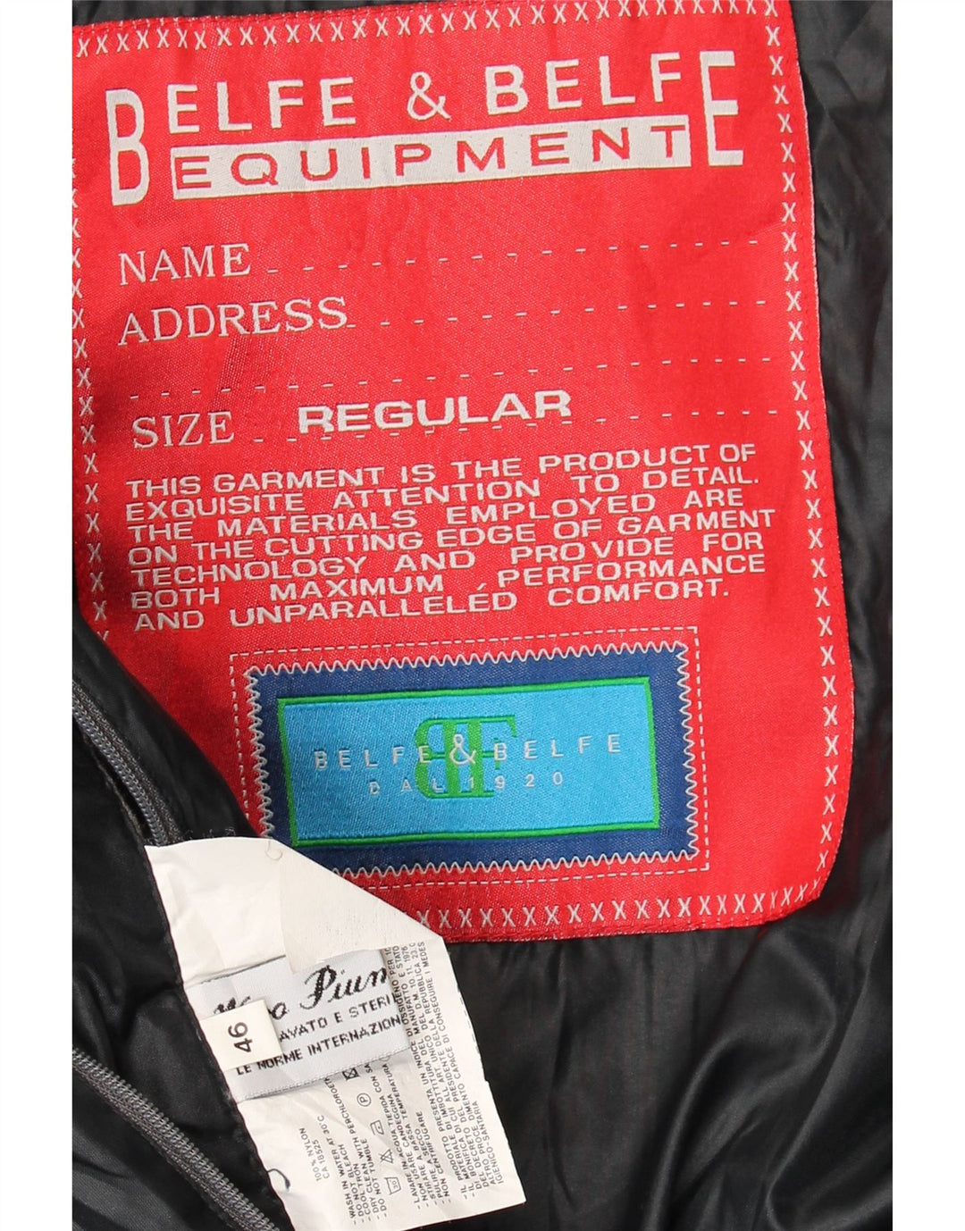 Belfe & Belfe Veste matelassée coupe régulière pour homme IT 46 Small Noir Nylon