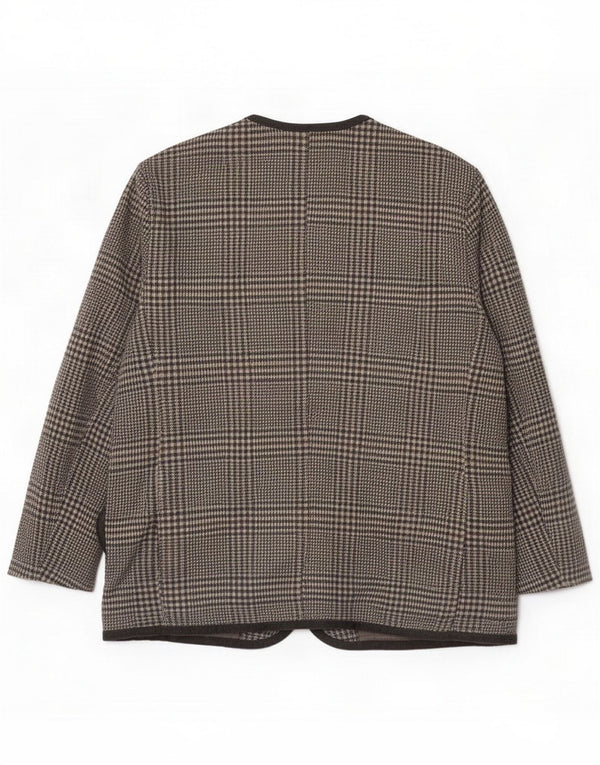 Veste blazer surdimensionnée à 4 boutons pour femme Vintage IT 43 gris moyen à carreaux