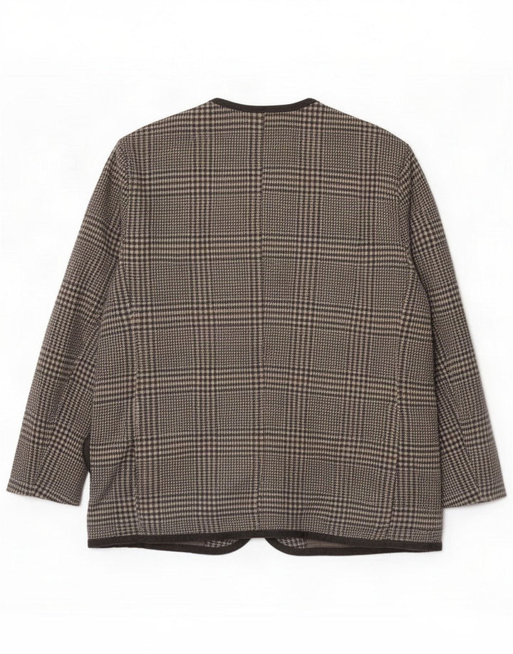 Veste blazer surdimensionnée à 4 boutons pour femme Vintage IT 43 gris moyen à carreaux