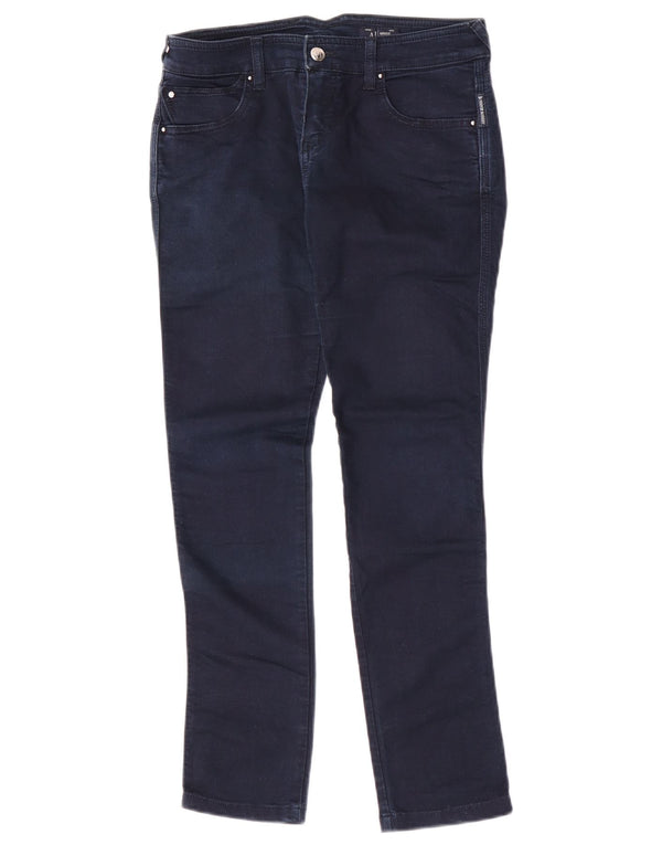 Armani Womens Skinny Casual Trousers W27 L28 Navy Blue Cotton