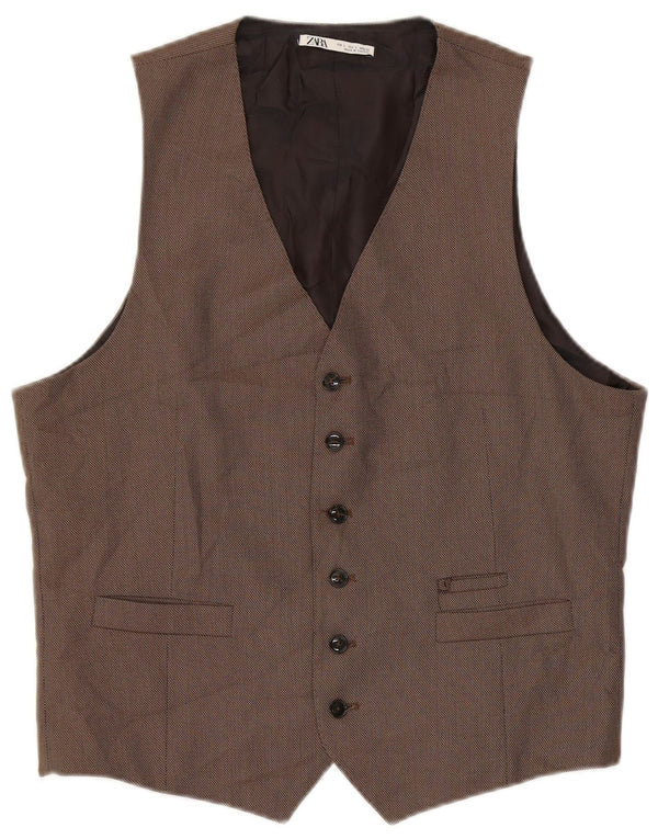 Zara Homme Gilet Large Gris Polyester