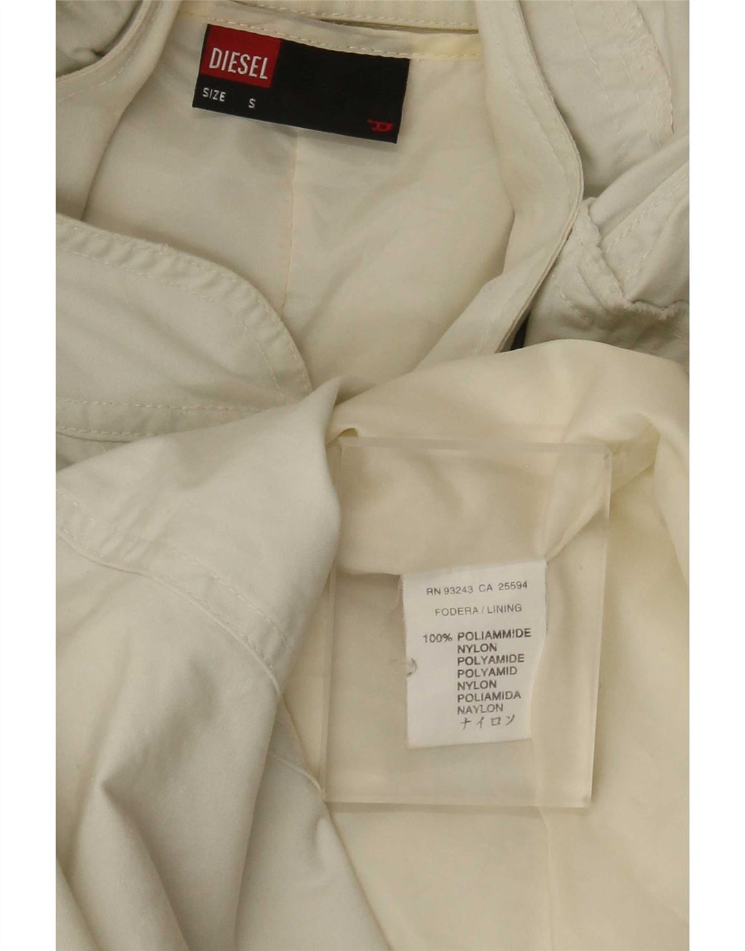 Diesel Parka à capuche pour femme UK 10 Small Blanc Polyamide