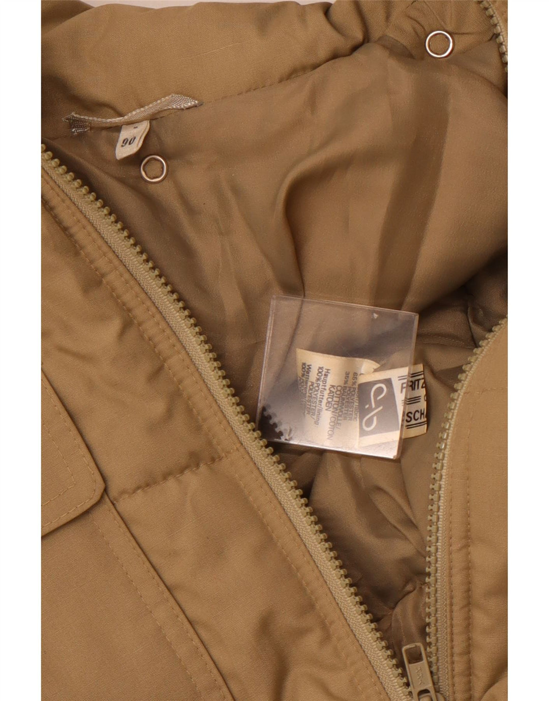 manteau rembourré vintage pour homme UK 36 Petit polyester beige