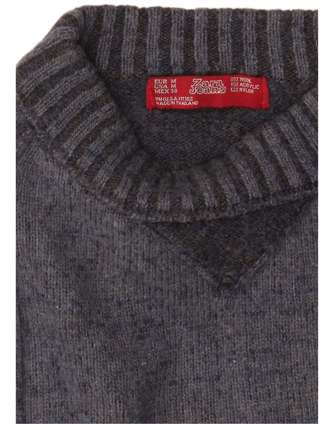Zara Pull à col rond pour homme en laine color block gris moyen