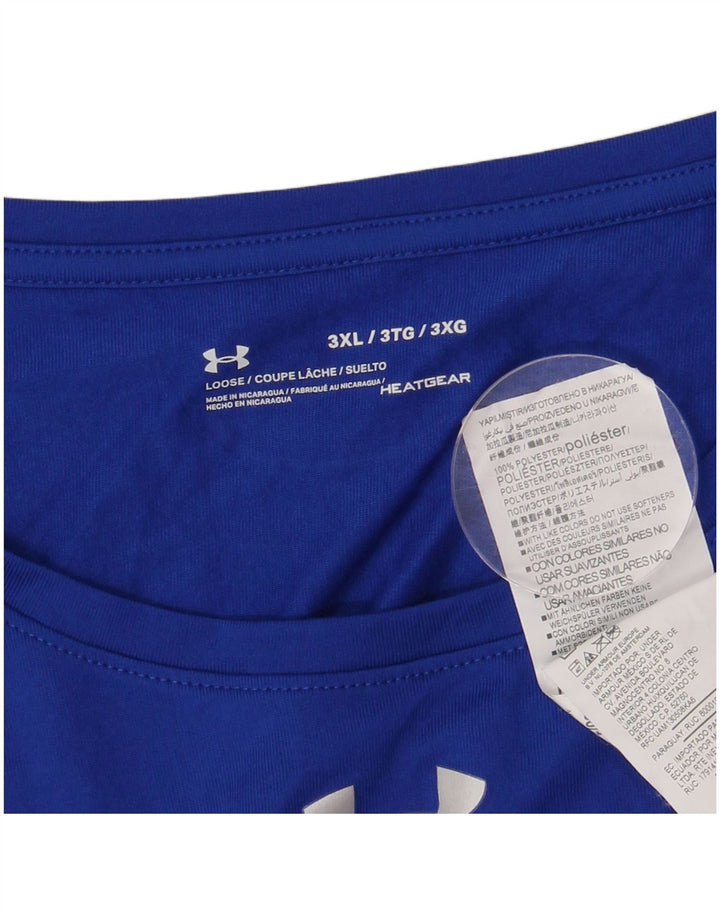Under Armour Haut Heat Gear Homme Manches Longues 3XL Bleu Polyester