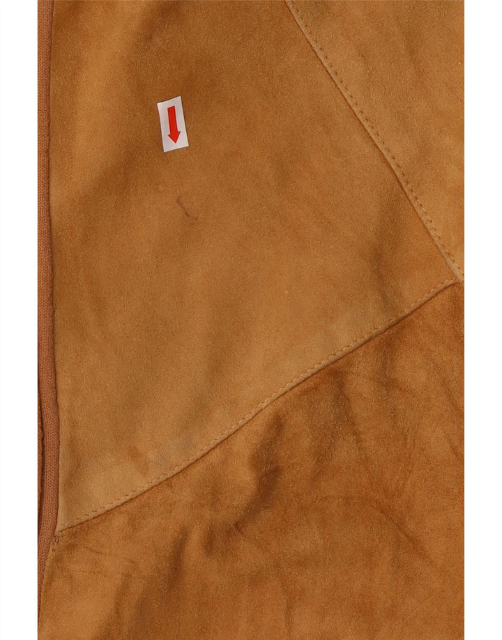 vintage Mens Suede Bomber Jacket UK 42 XL Cuir Marron