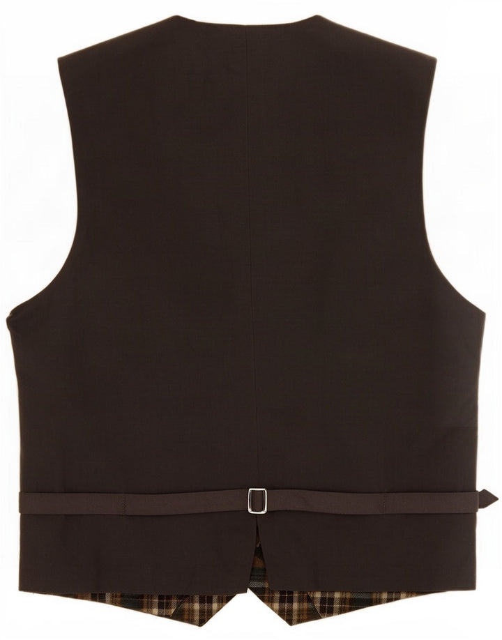 gilet homme vintage IT 48 Laine Vierge à carreaux vert moyen