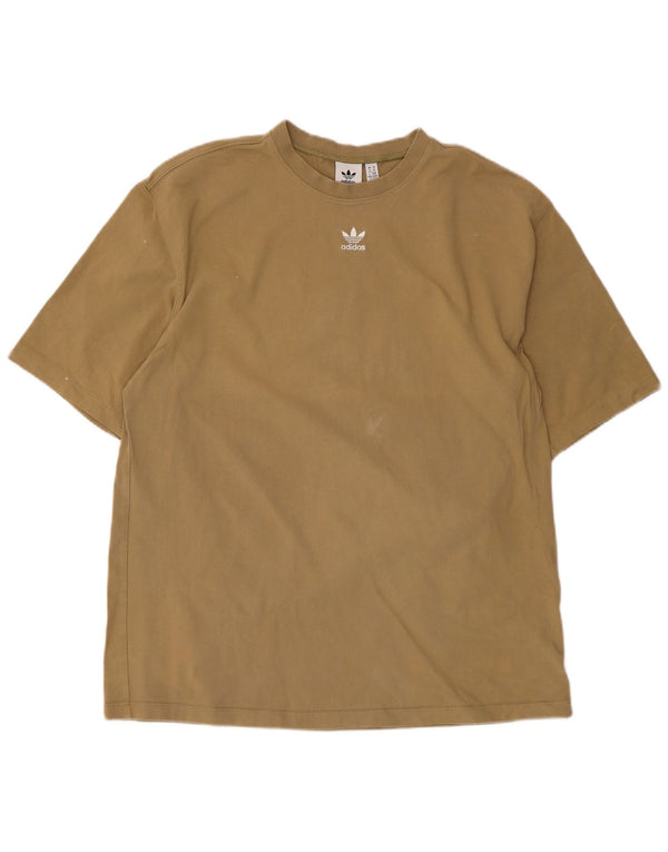 Adidas T-Shirt Femme Top UK 14 Coton Kaki Moyen