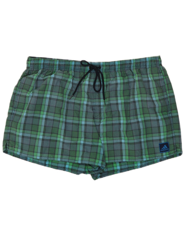 Adidas Short de bain pour homme 2XL en nylon à carreaux vert