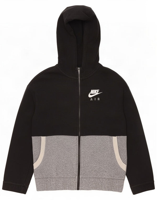 Nike Girls Graphic Zip Hoodie Sweater 12-13 ans Large Black Colourblock