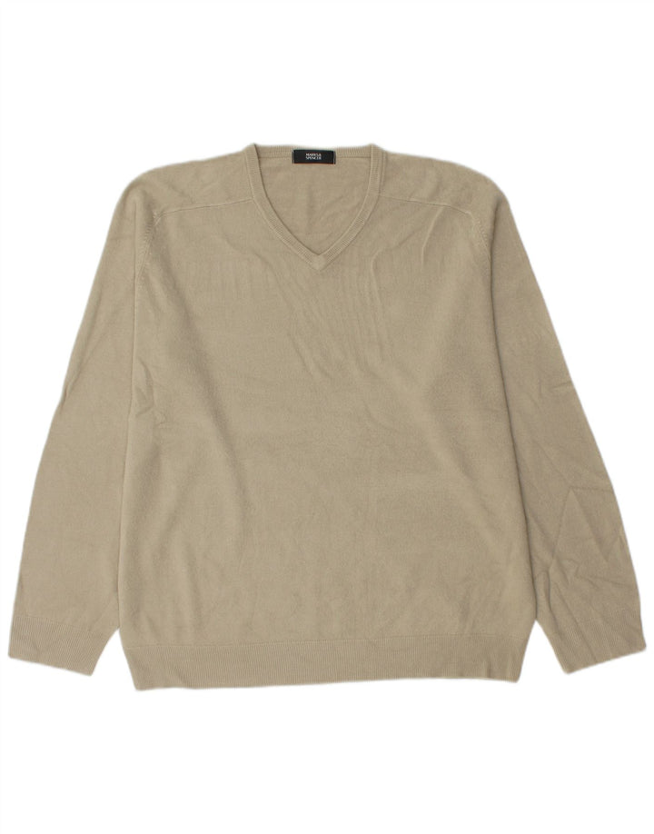 Marks & Spencer Pull col V pour homme en acrylique beige Large