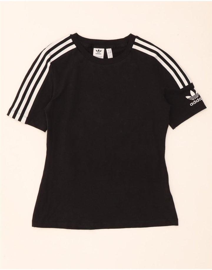 Adidas T-Shirt Femme Top UK 14 Coton Noir Moyen