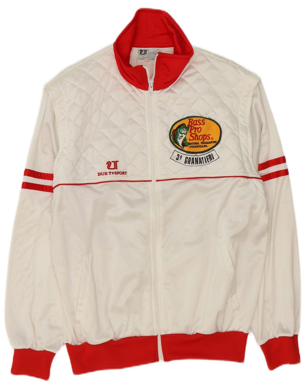 vintage Mens Graphic Survêtement Top Jacket IT 48 Medium White Colourblock