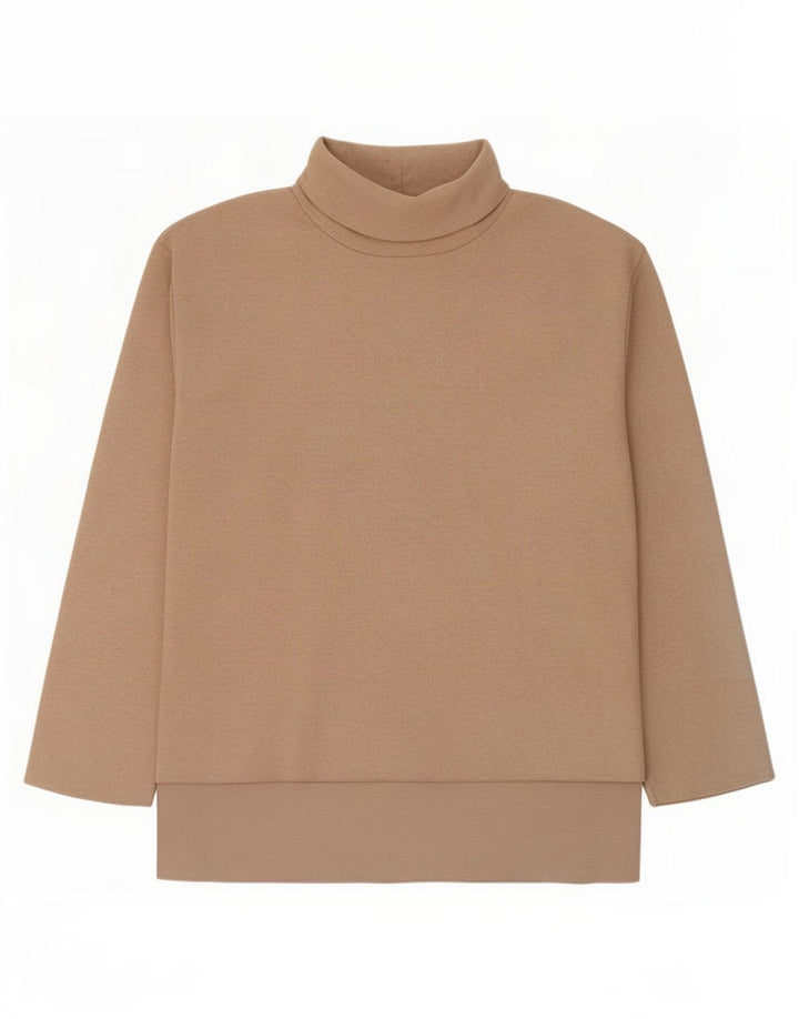 Zara Femme Top Manches Longues UK 44 Polyester Beige Moyen
