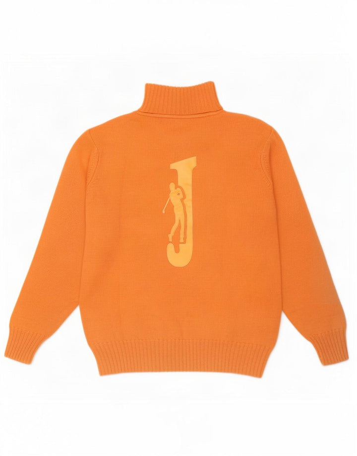 Jeckerson Pull graphique à col zippé pour homme en laine orange moyen