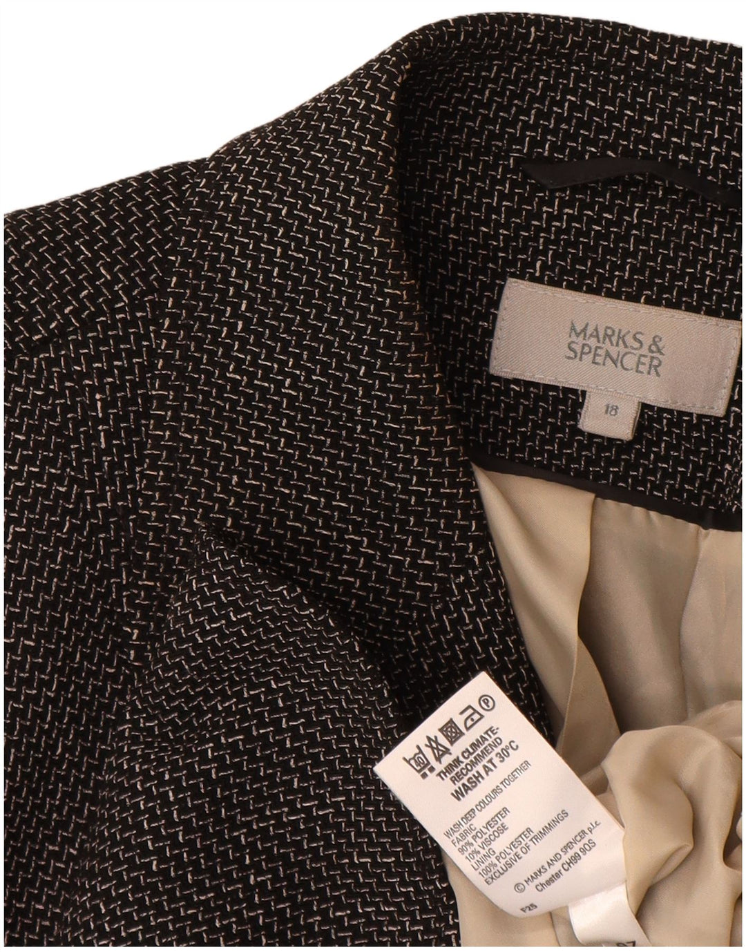 Marks & Spencer Veste blazer à 5 boutons pour femme UK 18 XL Chevron noir