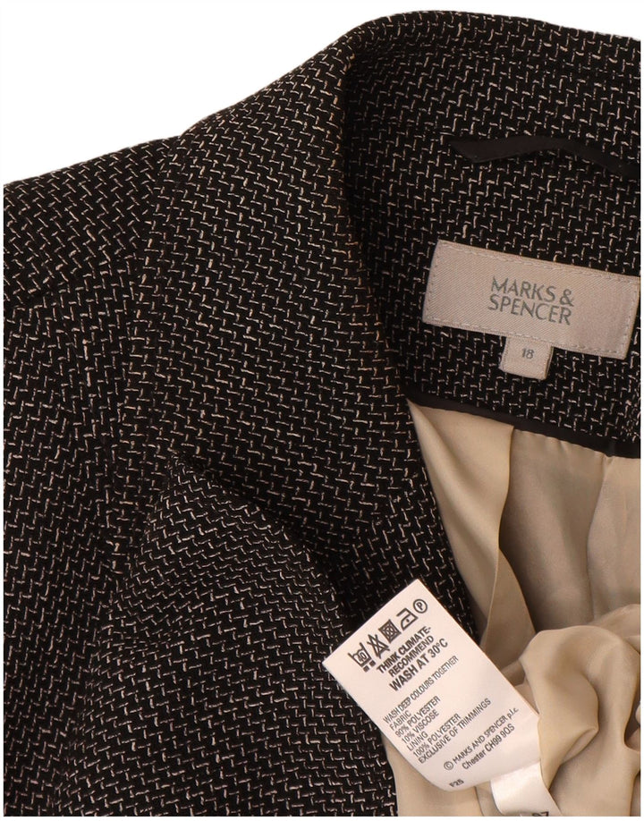 Marks & Spencer Veste blazer à 5 boutons pour femme UK 18 XL Chevron noir