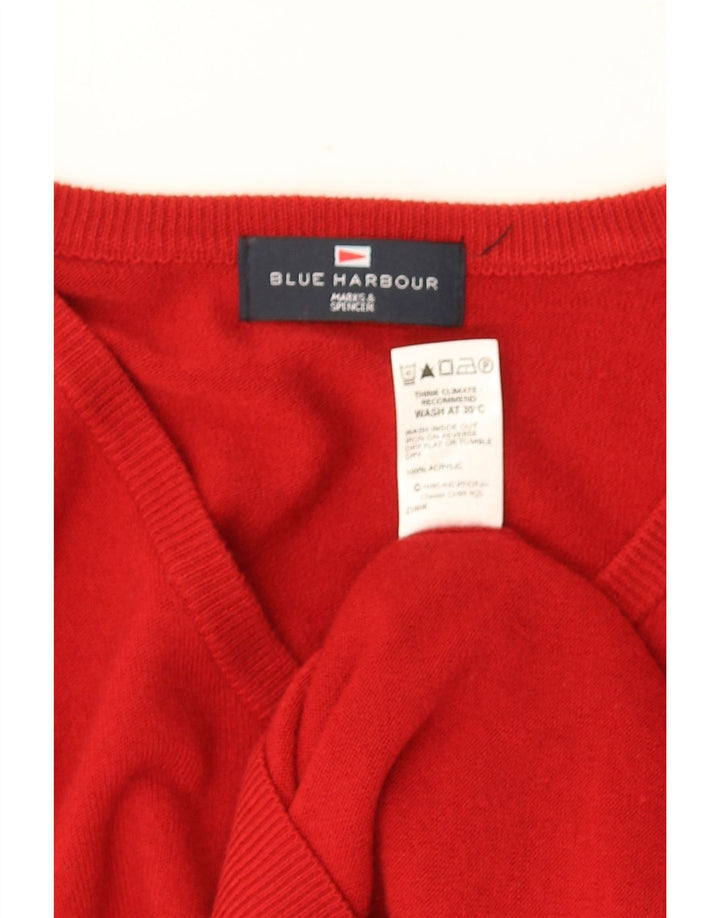 MARKS & SPENCER Pull col V Blue Harbor Homme Petit Rouge Acrylique