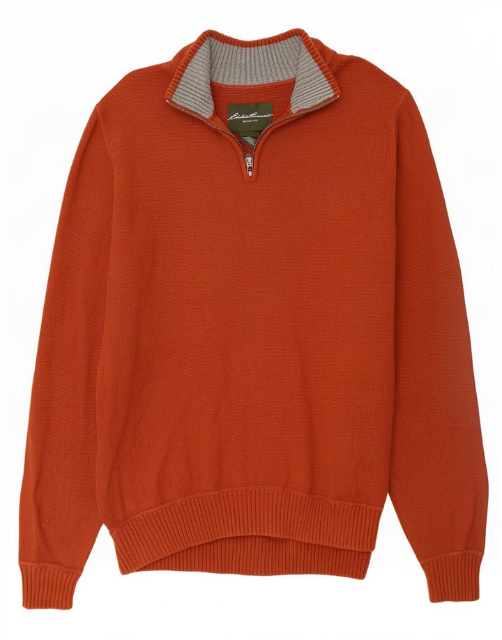 Eddie Bauer Pull à col zippé pour homme en coton marron Taille L