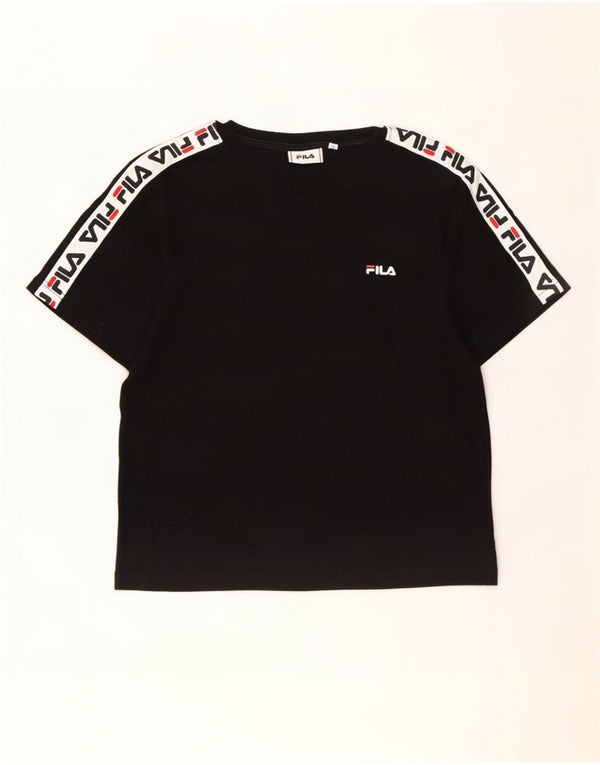 Fila T-shirt graphique pour femme UK 10 Petit coton color block noir