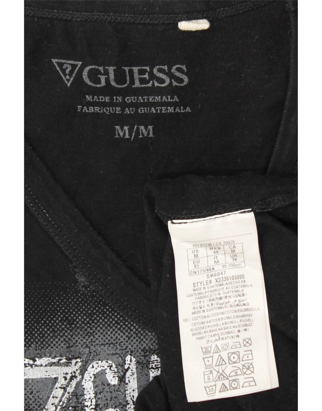 Guess T-Shirt Graphique Homme Noir Moyen Coton