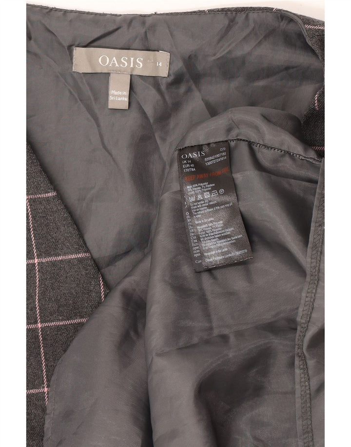 Oasis Robe fourreau sans manches pour femme UK 44 Gris moyen à carreaux en polyester