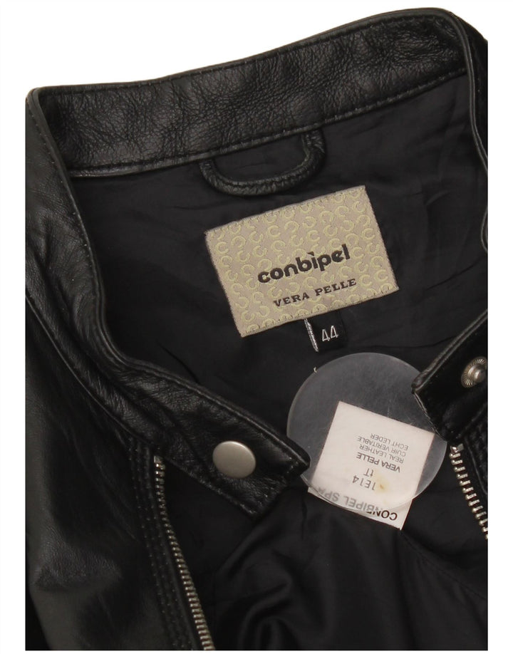 Conbipel Veste de motard en cuir court pour femme IT 44 Cuir noir moyen