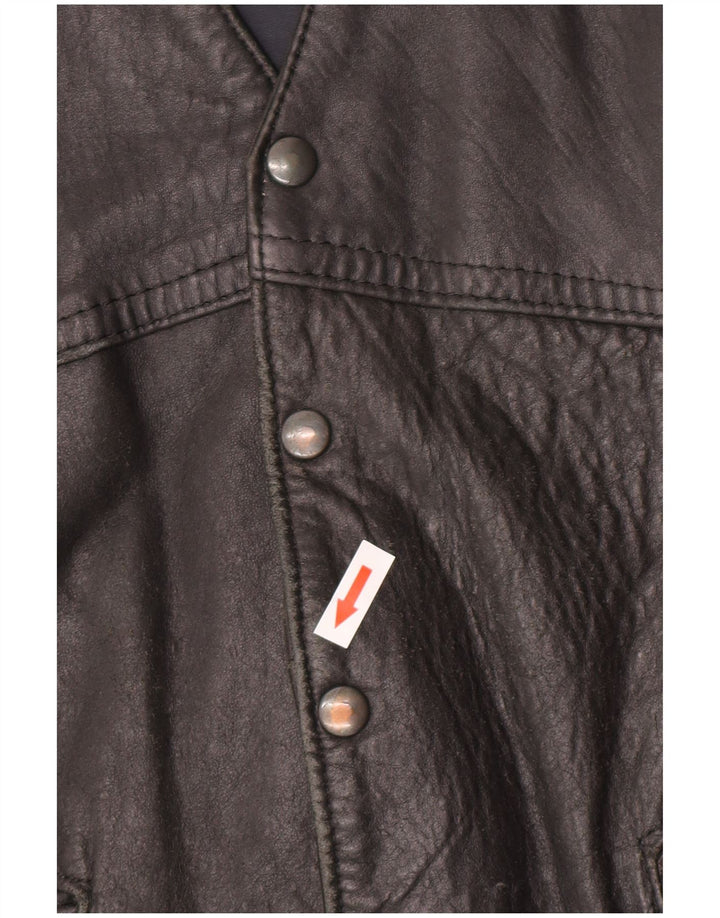 gilet en cuir homme vintage cuir noir moyen