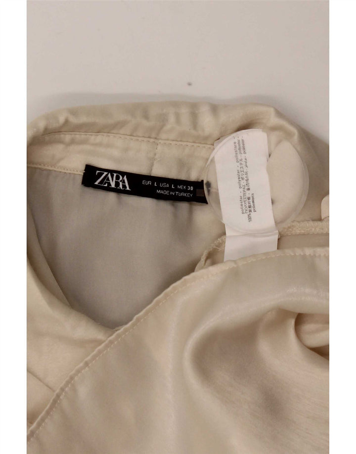 Chemise Femme Zara UK 16 Large Polyester Blanc Cassé