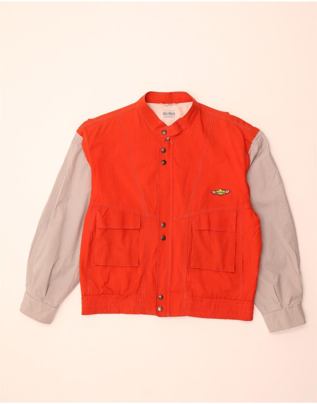 STRATOS Mens Bomber Jacket UK 38 Medium Red Colourblock Polyester