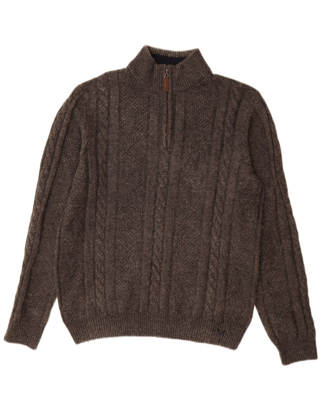 Crew Clothing Pull à col zippé pour homme en laine grise