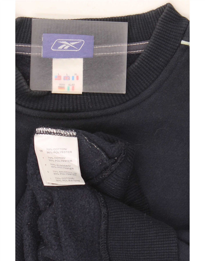 Reebok Sweat-shirt pour homme en coton bleu marine Taille L