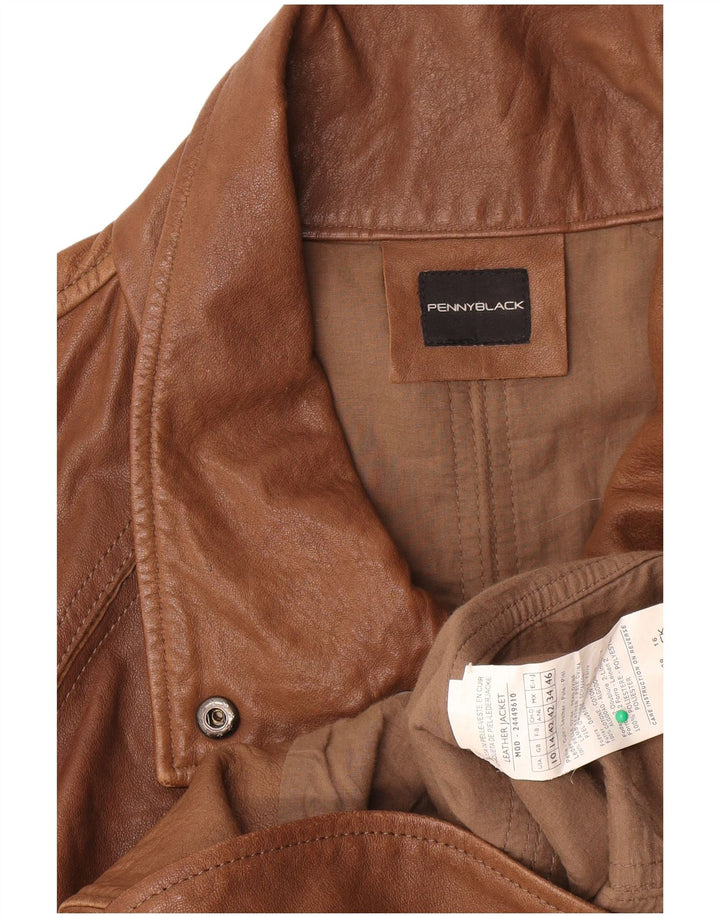 Penny Black Veste de motard en cuir pour femme UK 14 Grand cuir marron