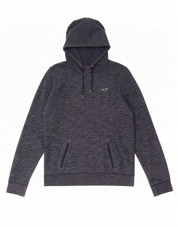 Hollister Pull à capuche pour homme en coton moucheté bleu marine moyen