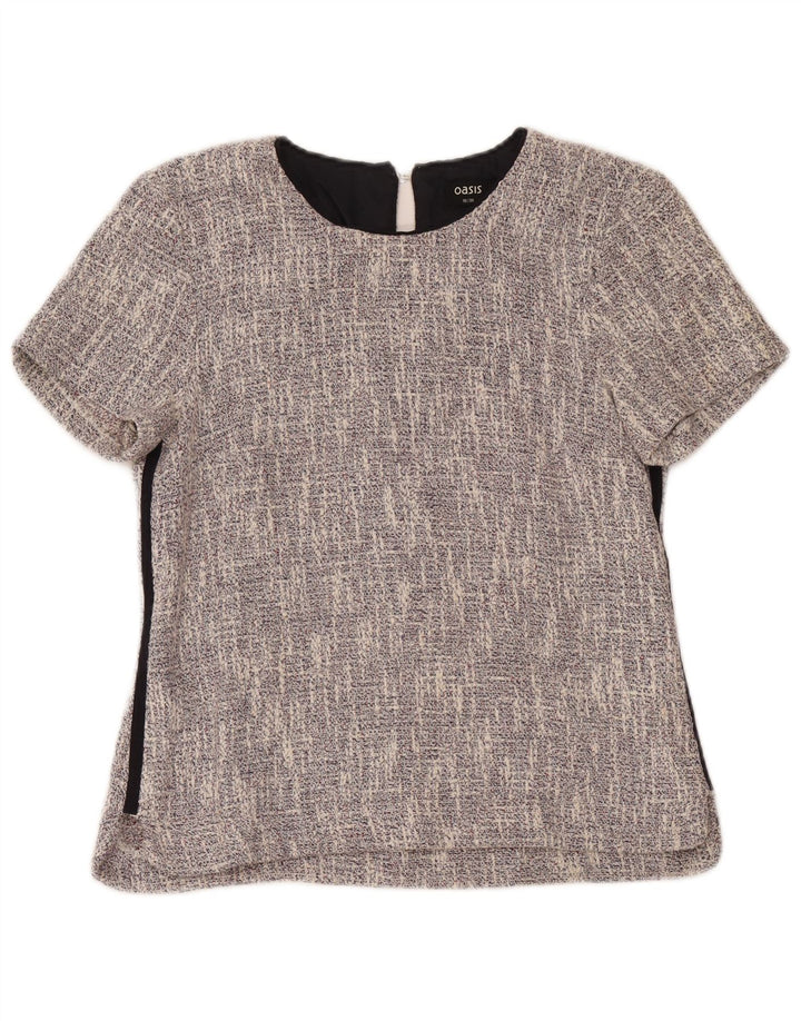 Oasis Chemisier Femme UK 10 Petit Gris Coton