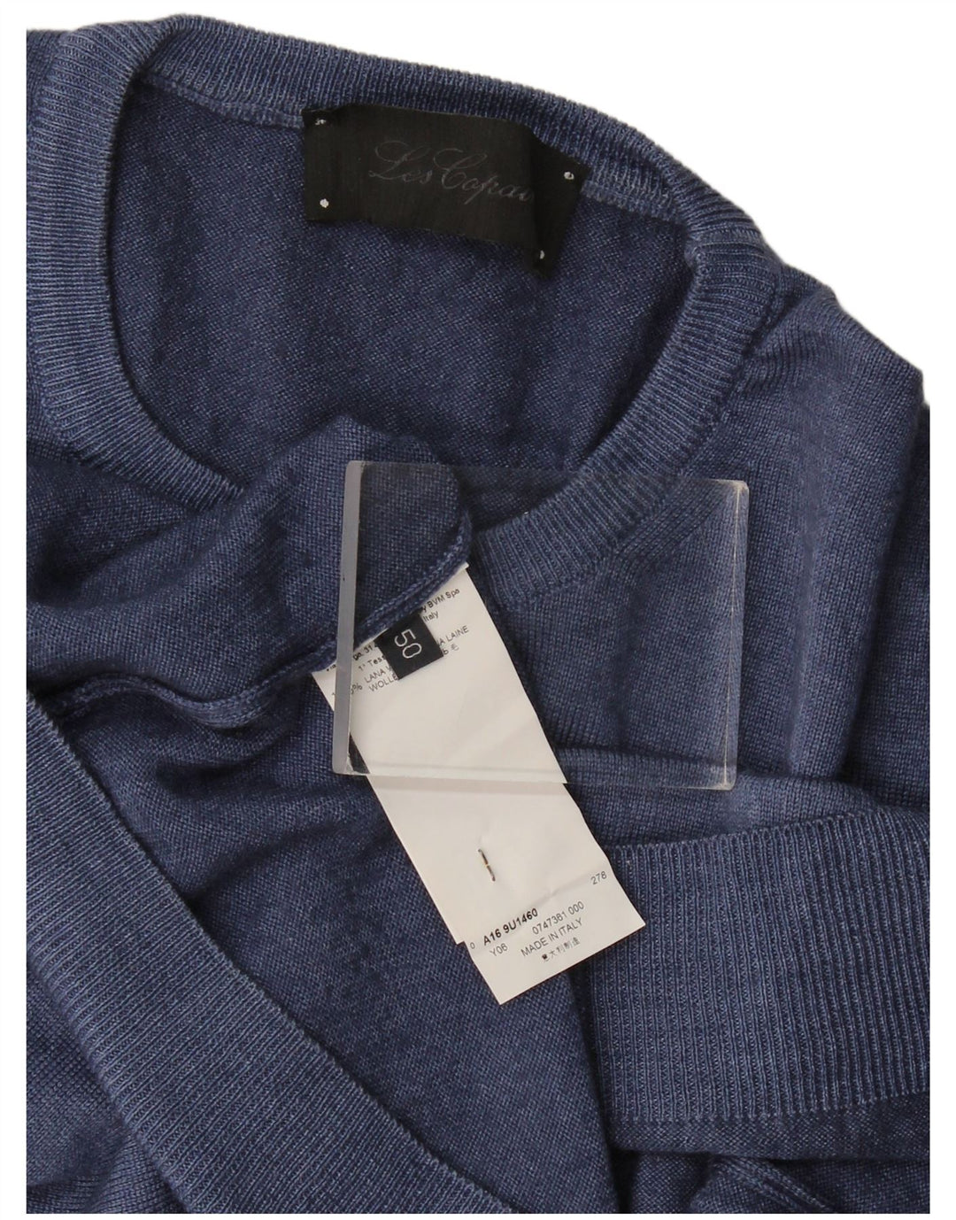 Les Copains Pull col rond homme IT 50 laine bleu marine moyen