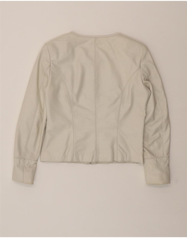 CIGNO NERO Womens Crop Leather Jacket EU 38 Medium White Leather Vintage Cigno Nero and Second-Hand Cigno Nero from Messina Hembry 