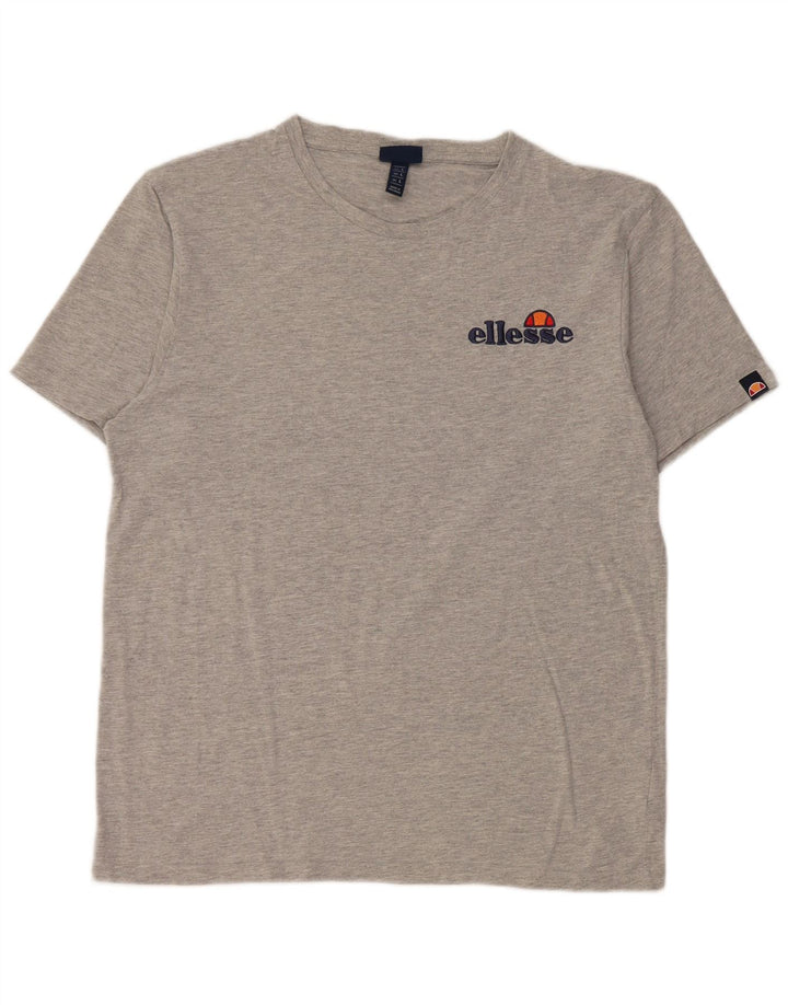 Ellesse T-Shirt Top Large Gris Moucheté Coton Homme